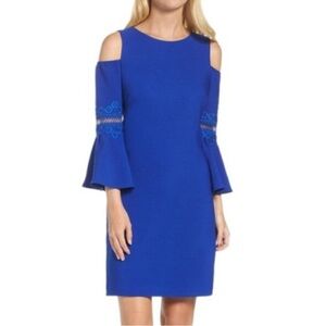 ELIZA J crepe cold shoulder dress